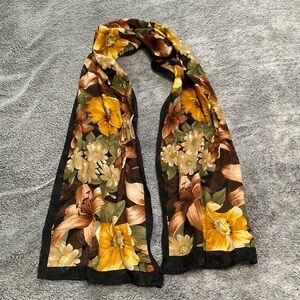 Vintage Floral Print Silk Scarf